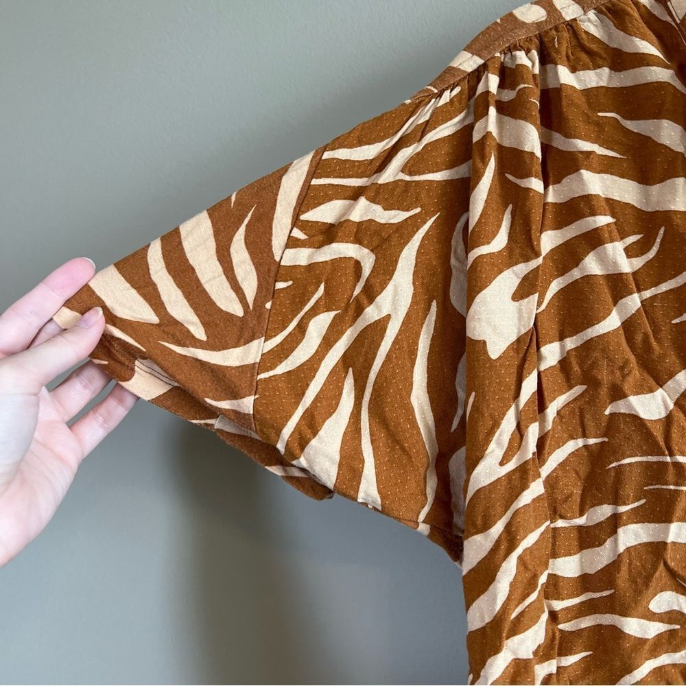 ✨ Anthropologie Maeve Windham‎ Tiger Striped Henley Top Small - Picture 8 of 14